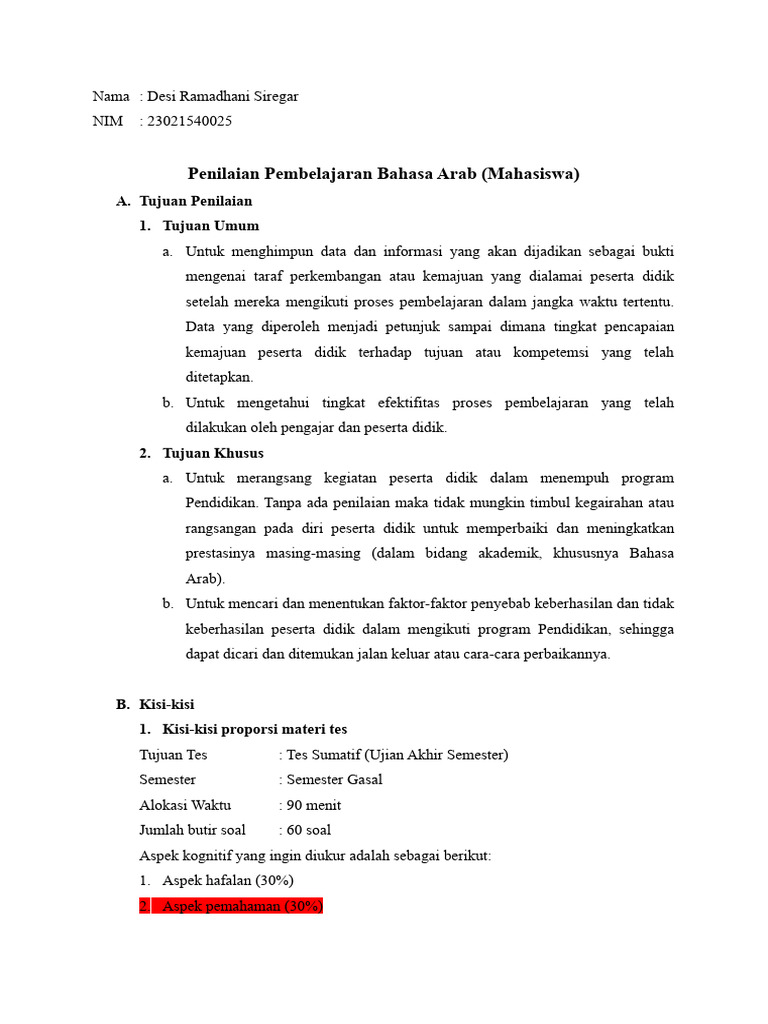 Draft Instrumen Penilain Pba Desi Pdf