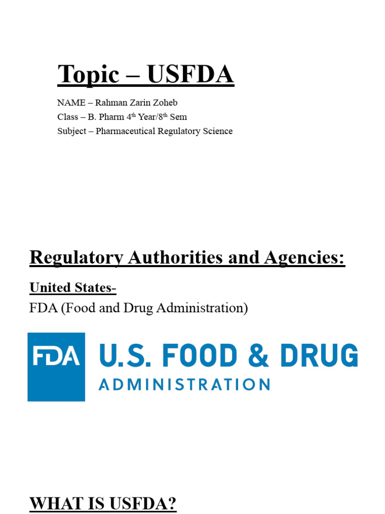 Overview of USFDA Functions and Goals | PDF