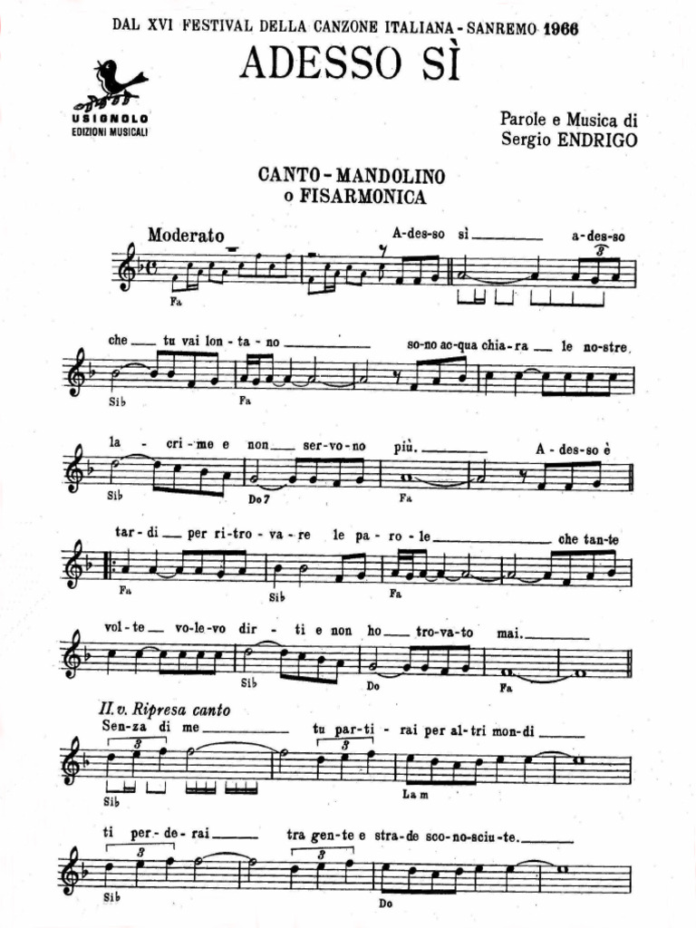 0889 Adesso Si (Sergio Endrigo) | PDF