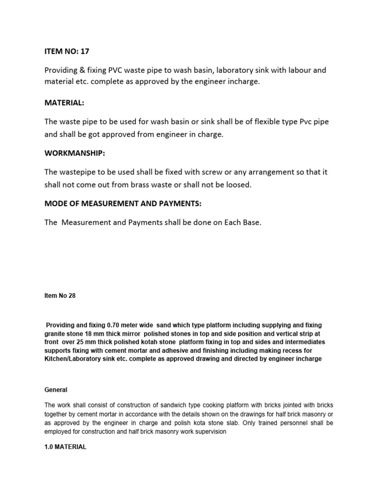 All Specification Civil | PDF | Concrete | Brick