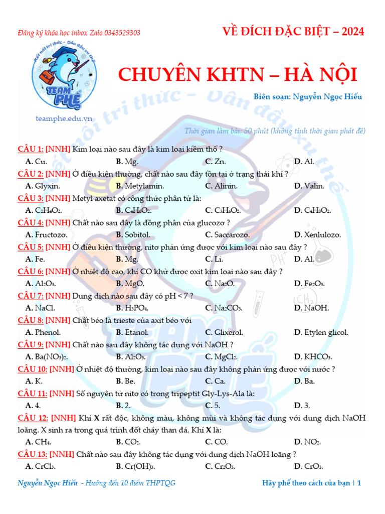 Chuyen KHTN Ha Noi | PDF