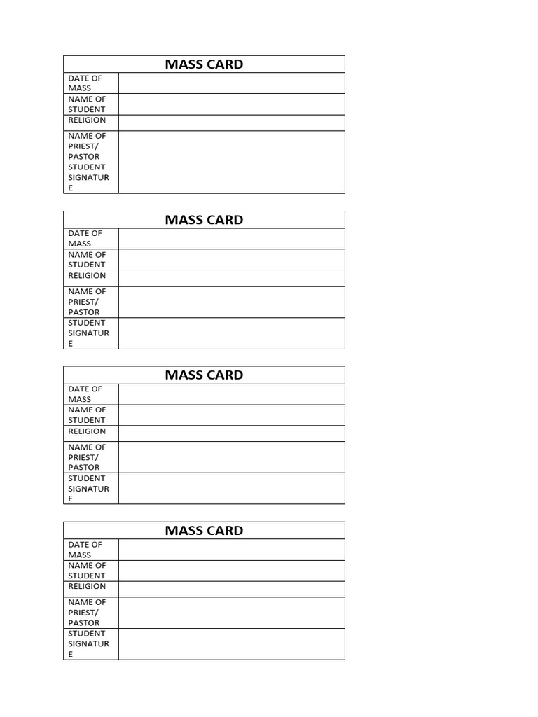 Student Mass Attendance Record | PDF