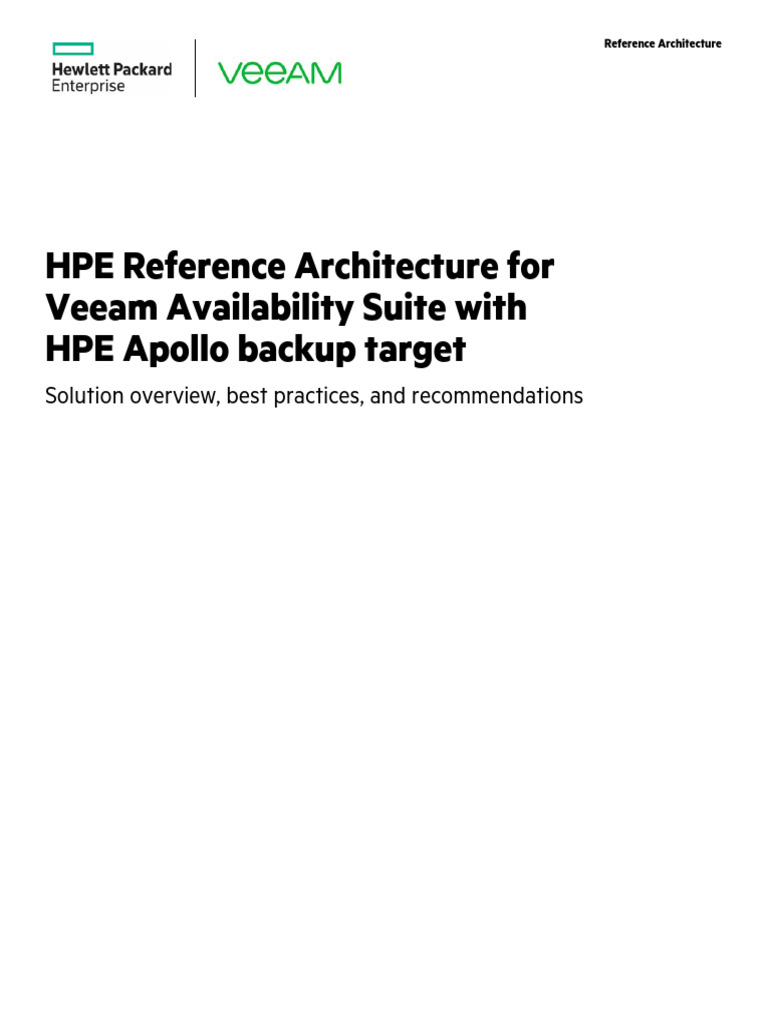 HPE Reference Architecture For Veeam Availability Suite With HPE Apollo ...