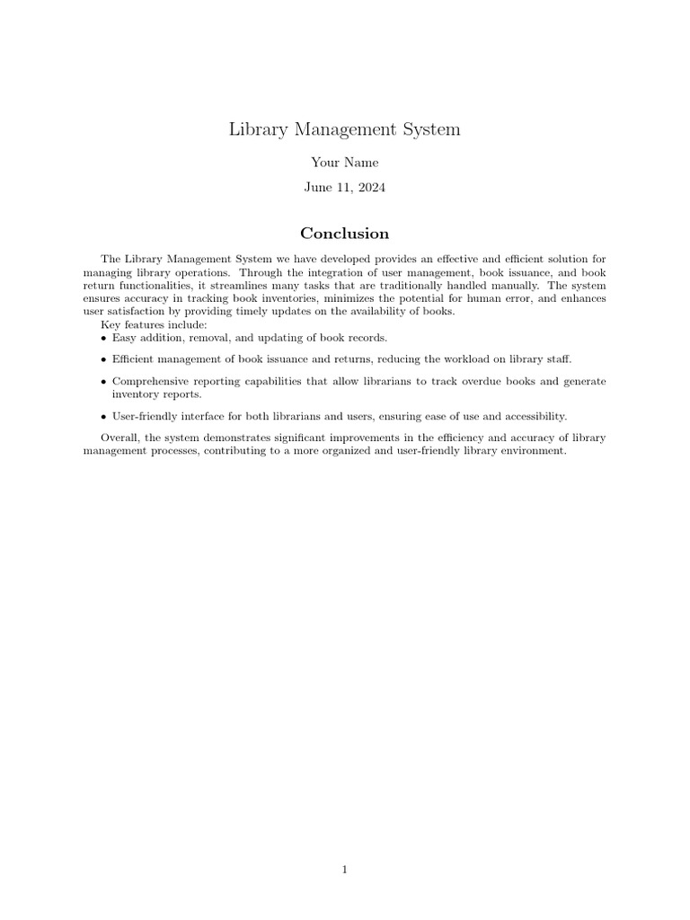 Library Management System: Conclusion | PDF