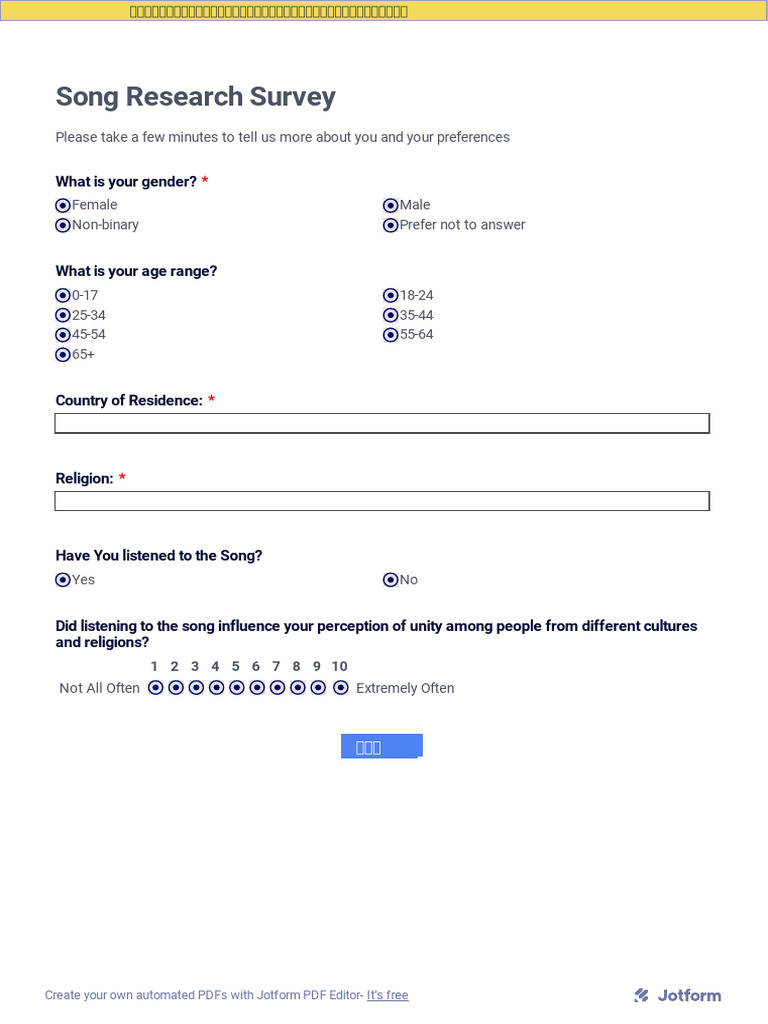 Song Preference and Unity Survey | PDF