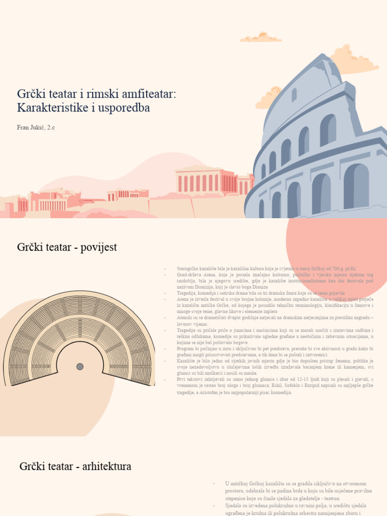 Grčki Teatar I Rimski Amfiteatar - Značajke I Usporedba-3 | PDF