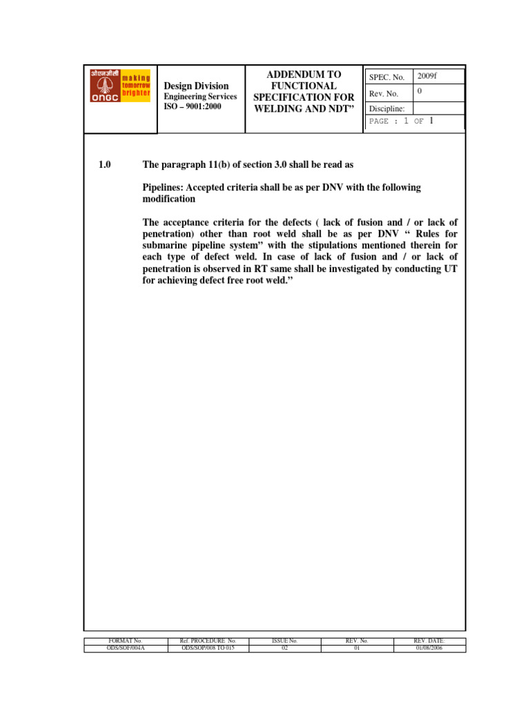 Welding & NDT Spec Addendum | PDF