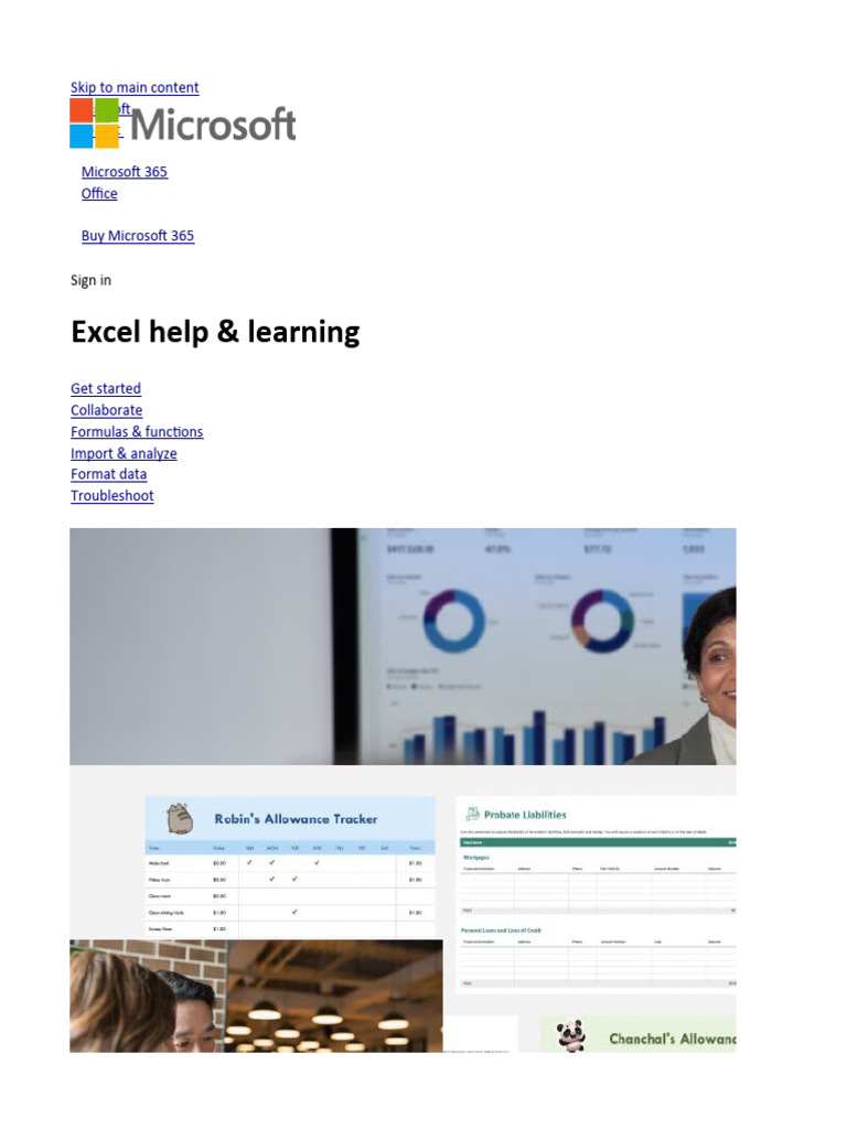 MICROSOFT EXCEL HELP AND LEARNING intelligence overview
