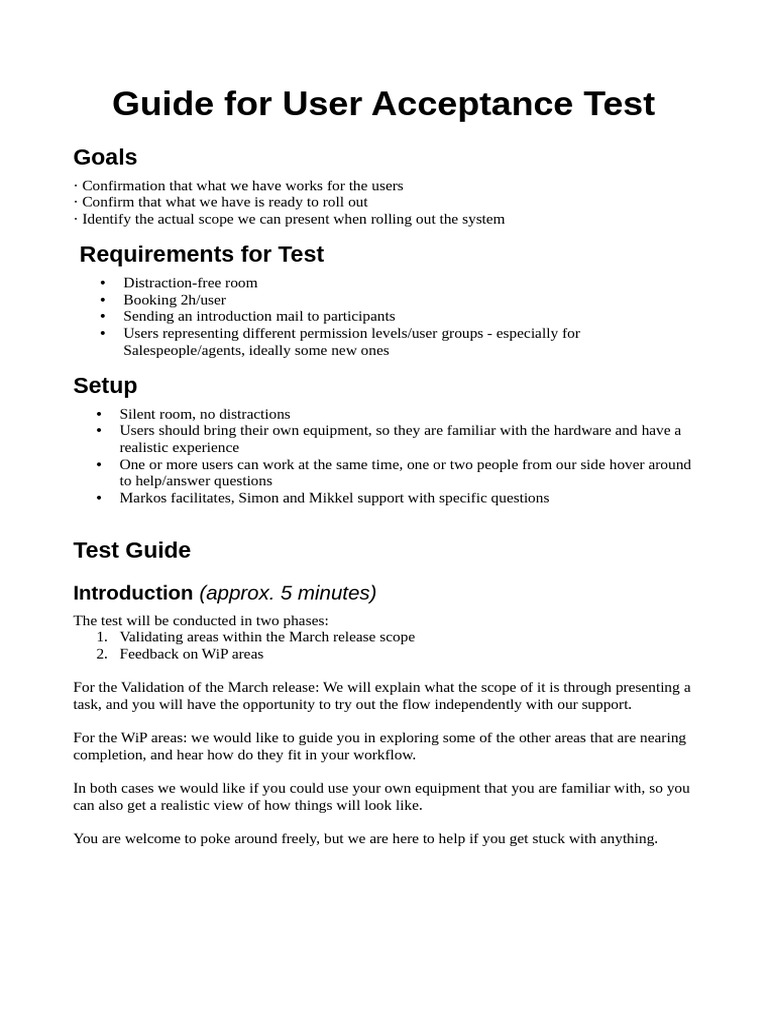User Acceptance Testing - Draft guide 2 | PDF