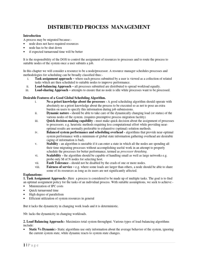 Distributed Process Management Strategies | PDF | Process (Computing ...