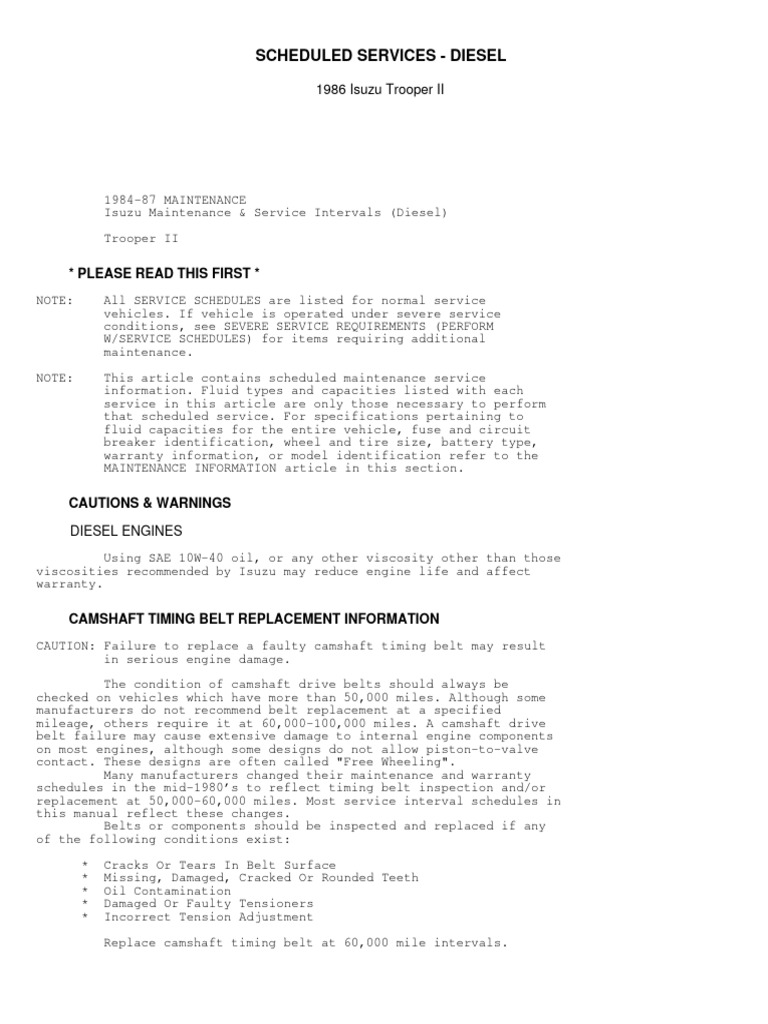 Scheduled Services Diesel | PDF | Motor Oil | Lubricant