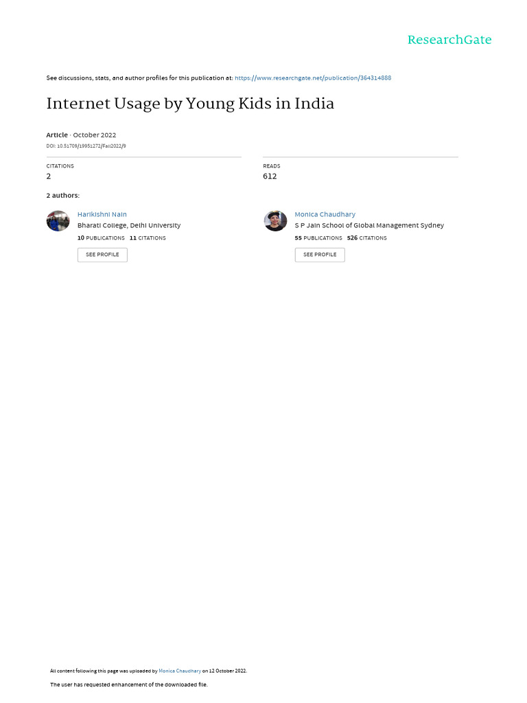 Internet Use Among Young Kids in India | PDF | Internet | Mass Media