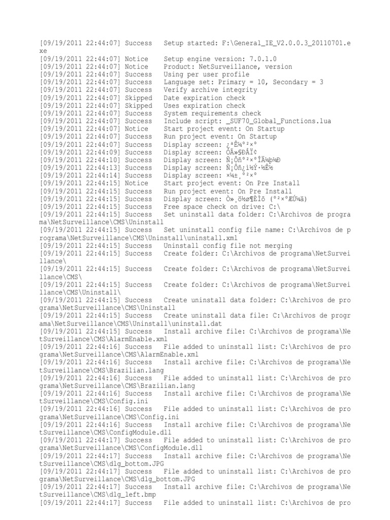 NetSurveillance Installation Log | PDF | Windows Registry | Operating ...