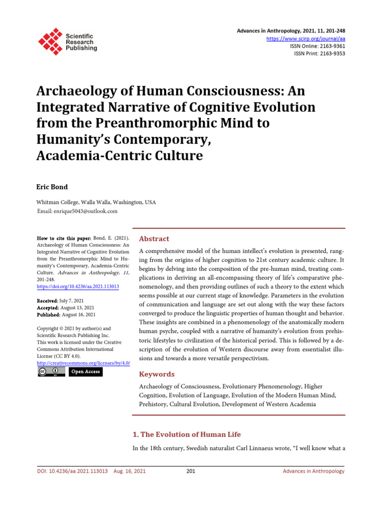 Archaeology of Human Consciousness An Integrated N | PDF | Mind | Human