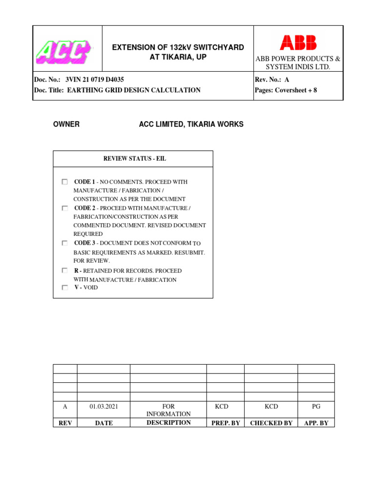 Earthing Grid Design Calculation Report | PDF | Electrical Substation ...