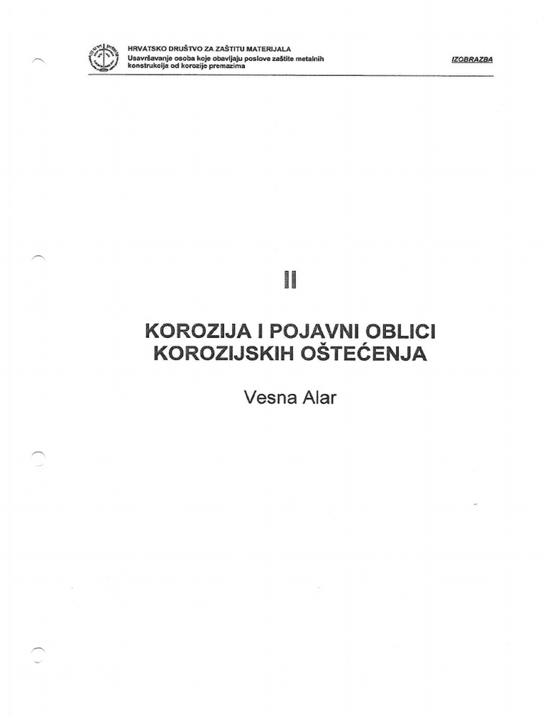 02-II Korozija I Pojavni Oblici Korozijskih Ostecenja | PDF