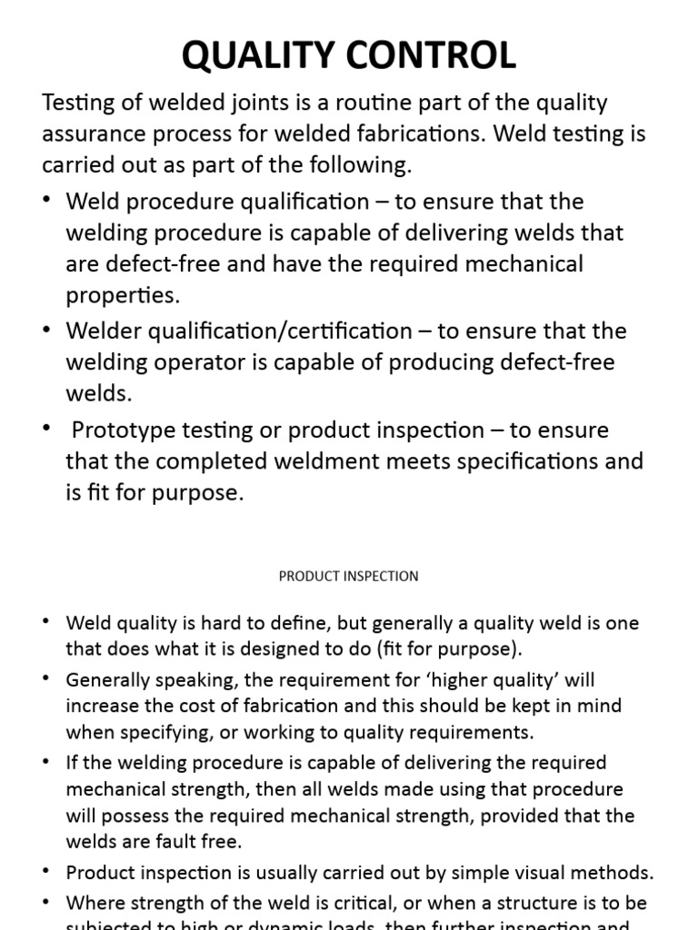 Weld Quality Control and Testing Methods | PDF | Ultimate Tensile ...