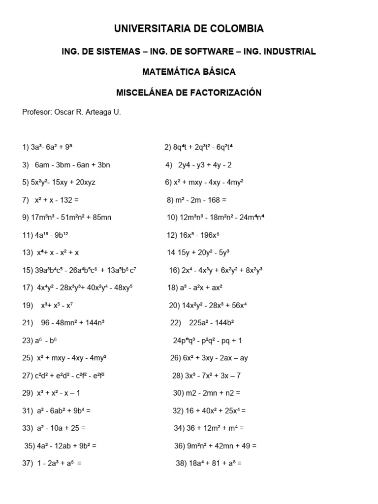 Math Factorization Exercises | PDF | Teaching Methods & Materials ...