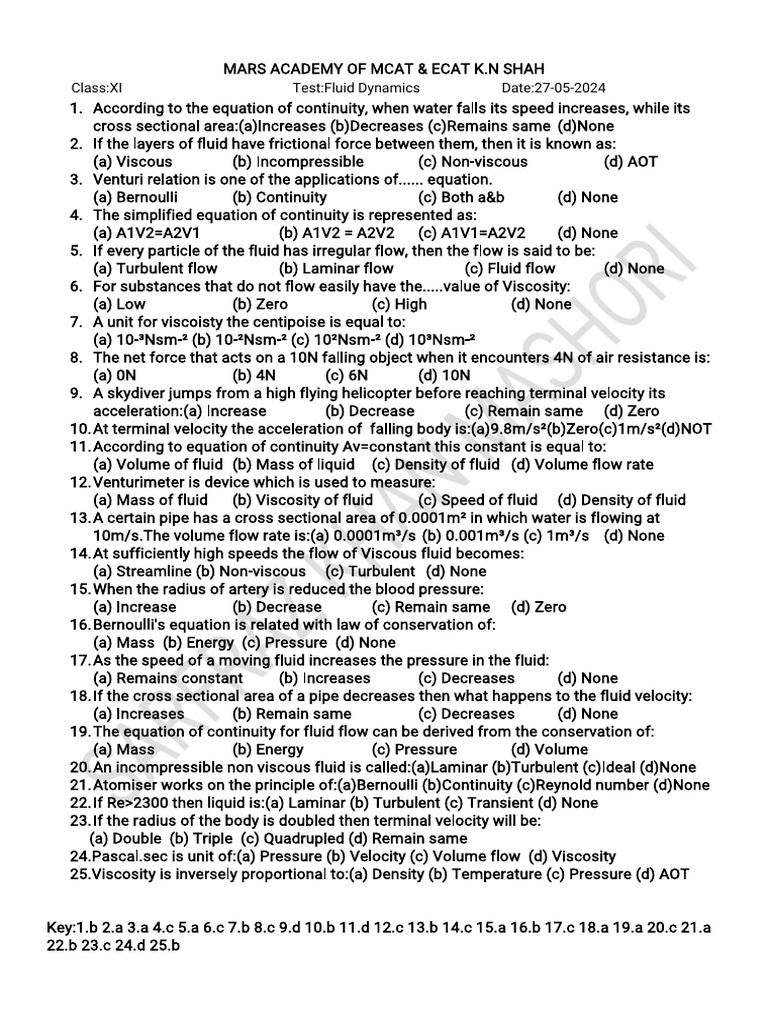 Fluid Dynamics Xi Pdf Fluid Dynamics Viscosity