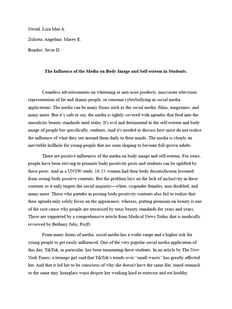 Media's Impact on Student Body Image | PDF | Body Image | Beauty