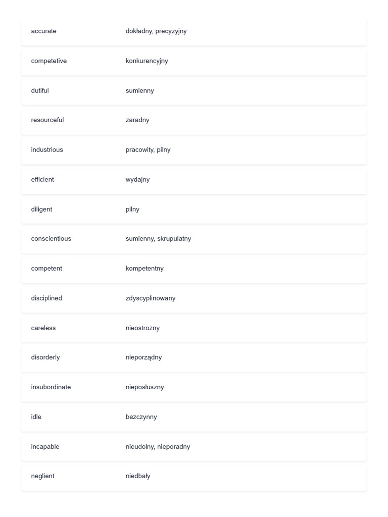 Fiszki - Work - Quizlet | PDF