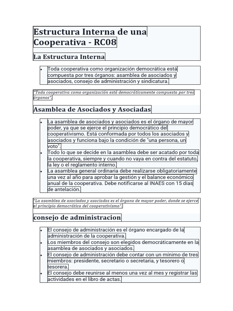 Estructura de una Cooperativa | PDF | Relaciones personales, crianza y ...