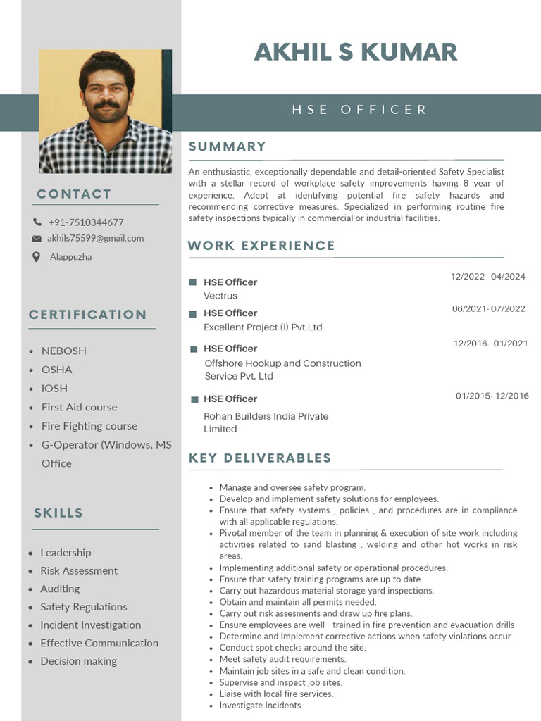Akhil S Kumar | PDF | Safety | Occupational Safety And Health