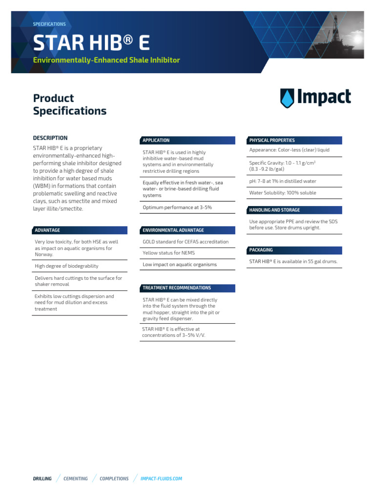 STAR HIB® E Product Specifications | PDF | Chemistry | Materials