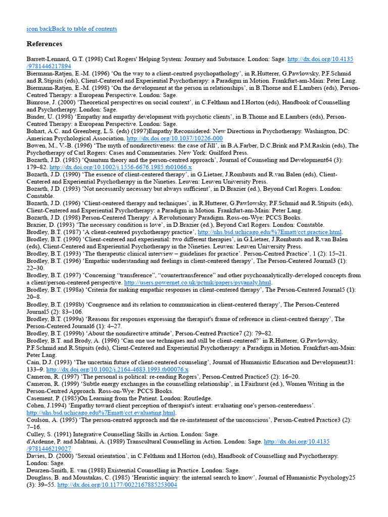 References on Person-Centred Therapy | PDF | Psychotherapy | Psychology