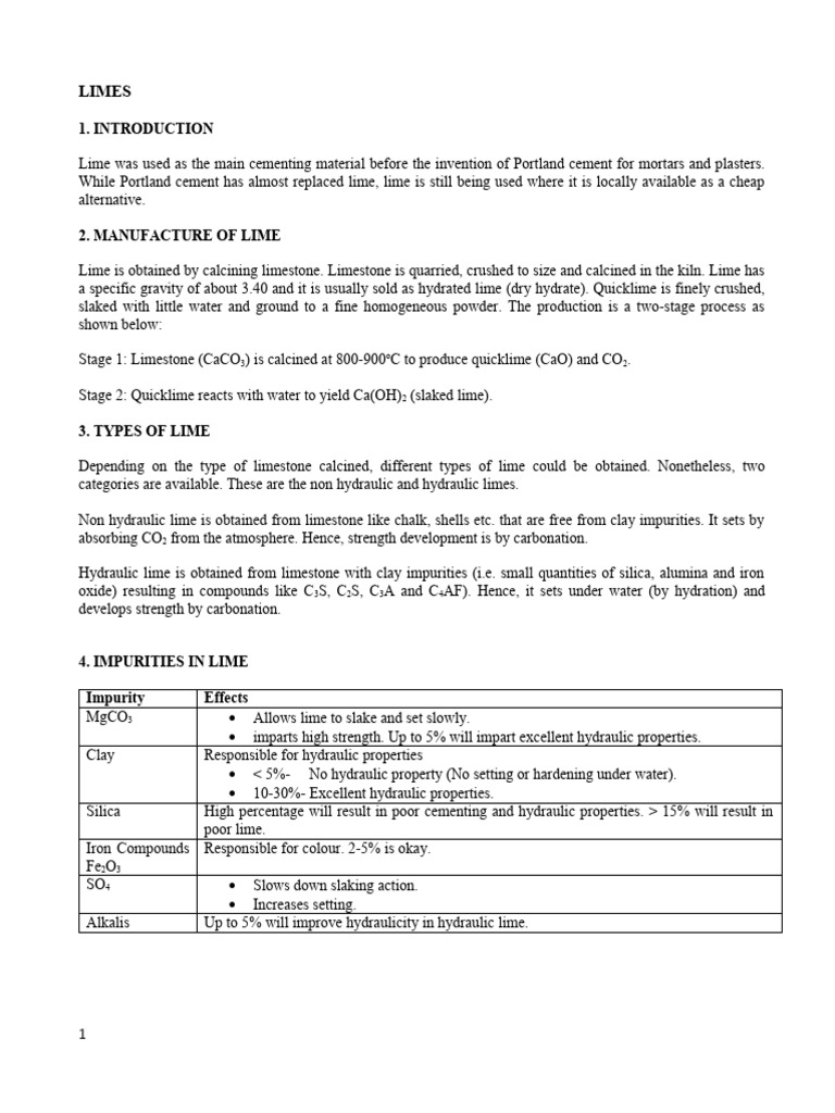 Lime and Portland Cement Guide | PDF | Lime (Material) | Cement