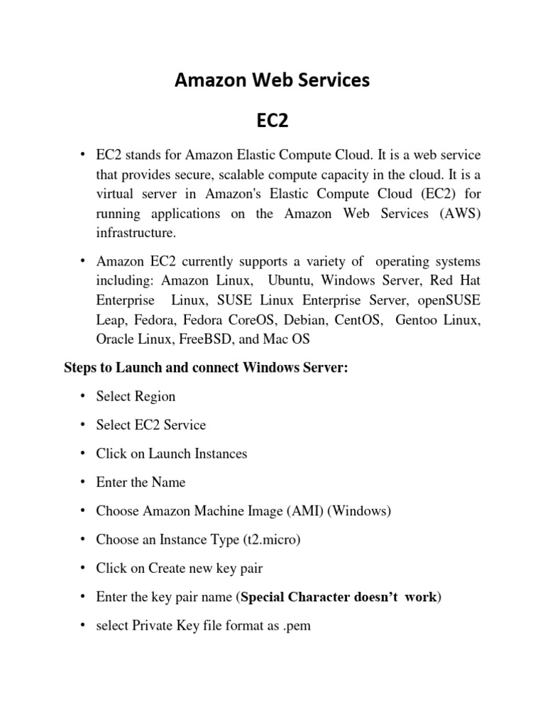 Launching Windows Server on EC2 | PDF | Business | Technology & Engineering