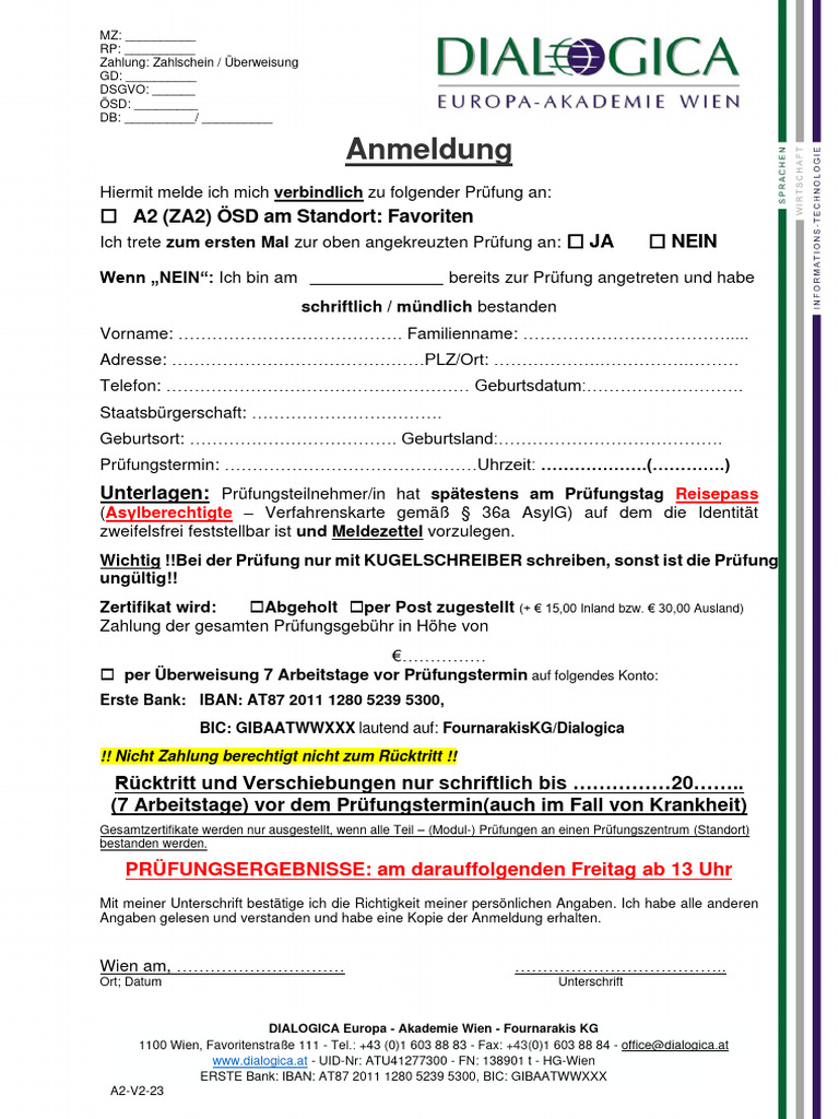 ÖSD ZA2 Prüfung V2 23 EB | PDF