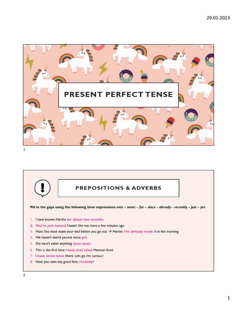 Present Perfect Pp Pdf Grammar Linguistics