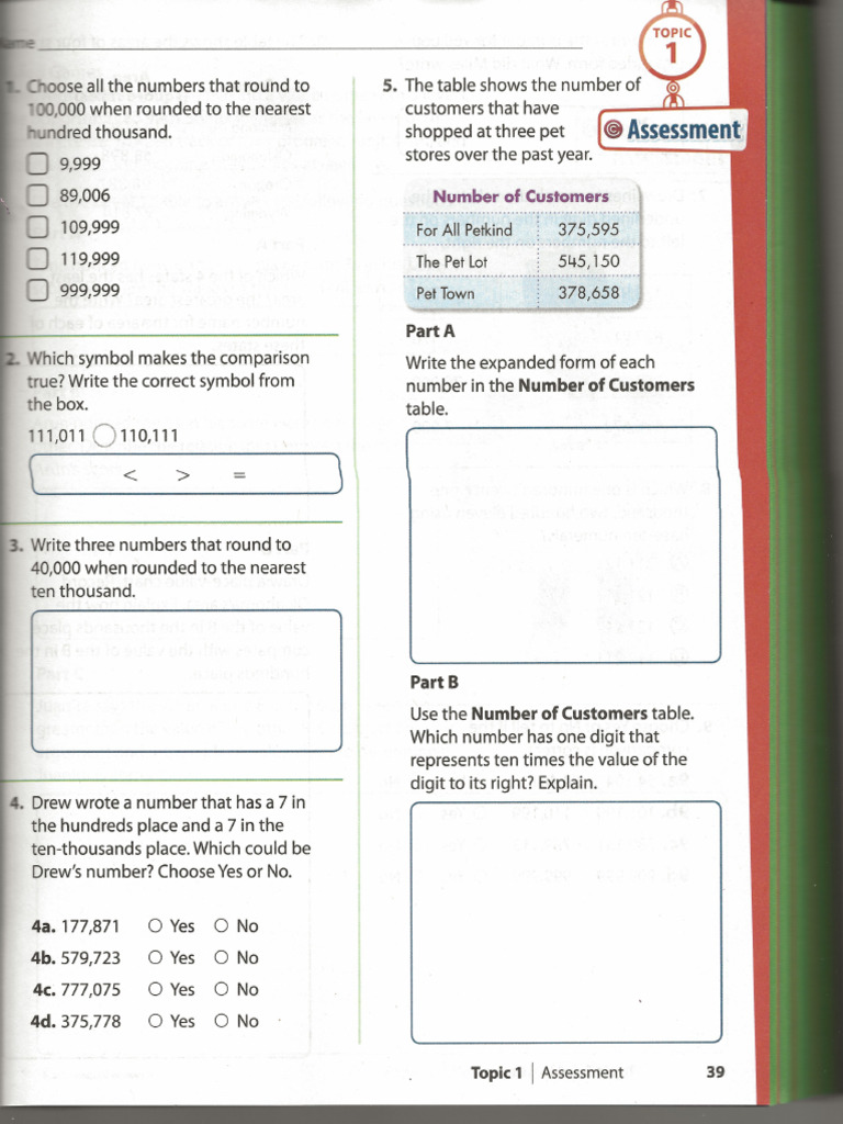 Envision 2.0 Math Assessment1 | PDF