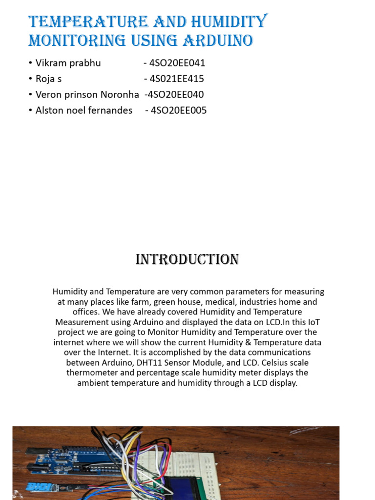 Temperature and Humidity Monitoring Using Arduino | Download Free PDF ...