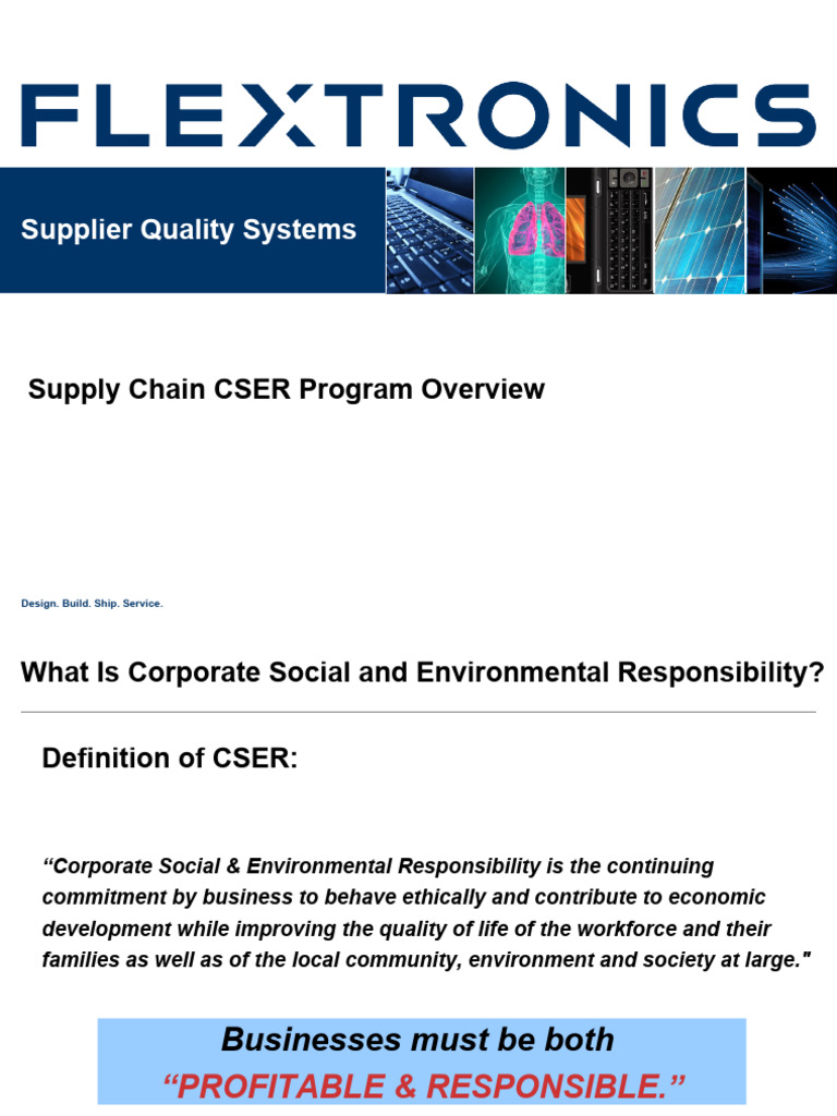 Flextronics CSER & EICC Overview | PDF | Supply Chain | Employment