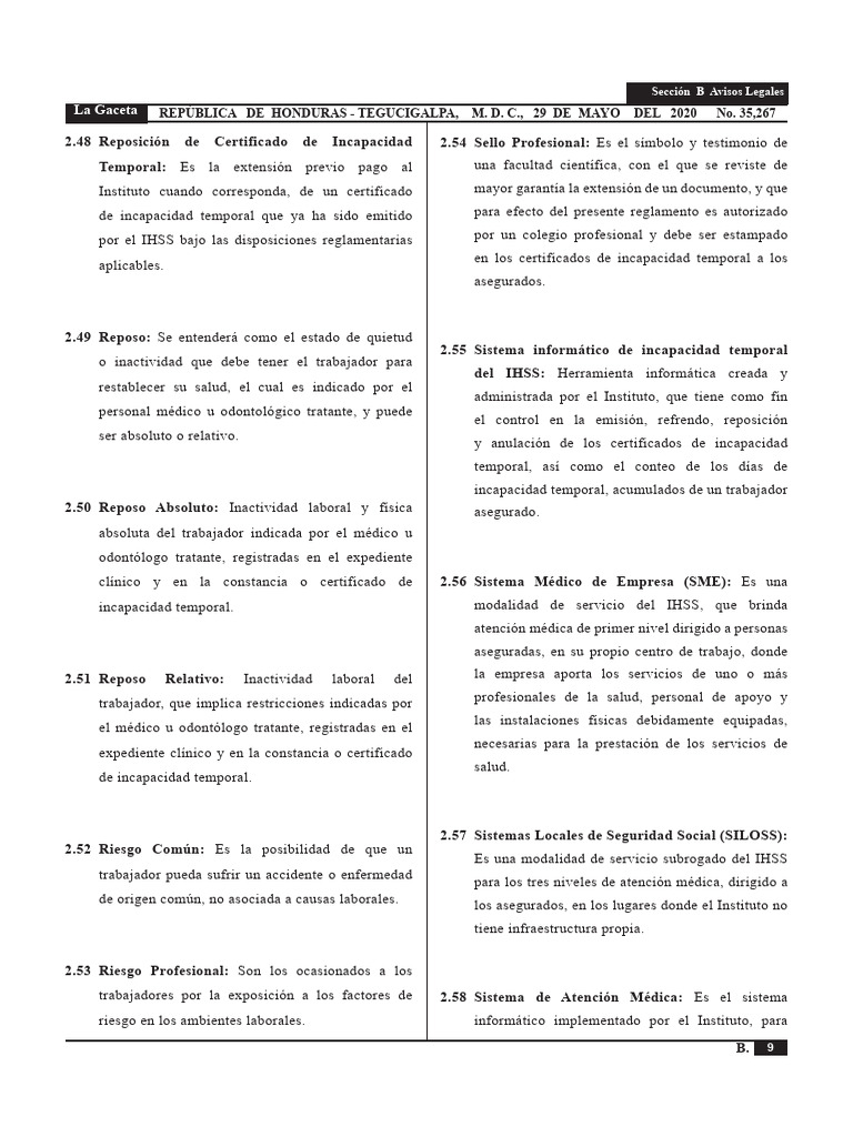 Reglamento Incapacidad Temporal IHSS 09 | PDF | Cuidado de la salud