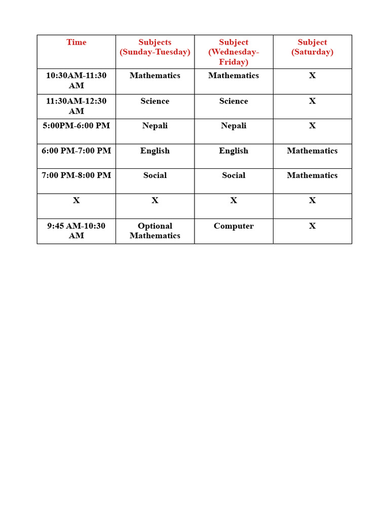 Routine For Class 9 Ok | PDF