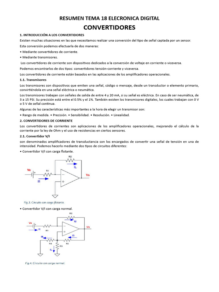 Resumen Tema 18 Elecronica Digital - 051415 | PDF | Sensor | Corriente ...