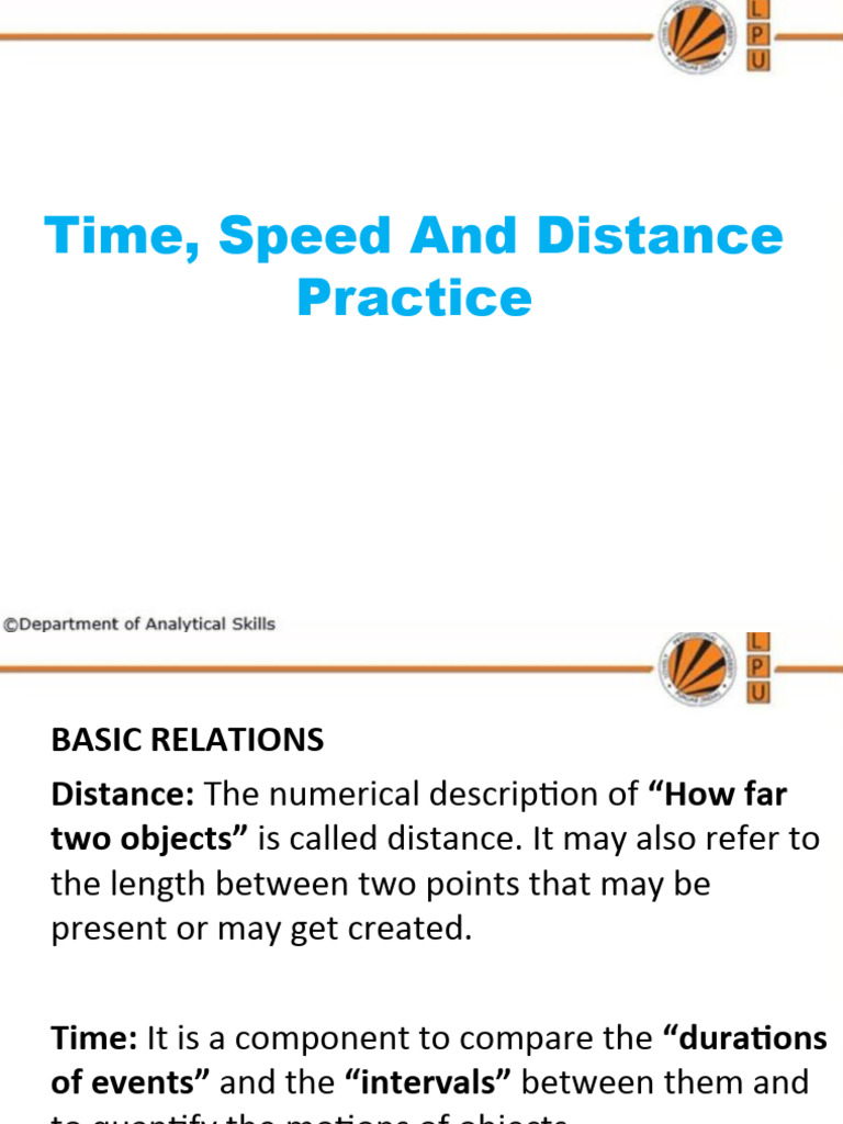 3 Time_ Speed and Distance | PDF | Speed | Distance