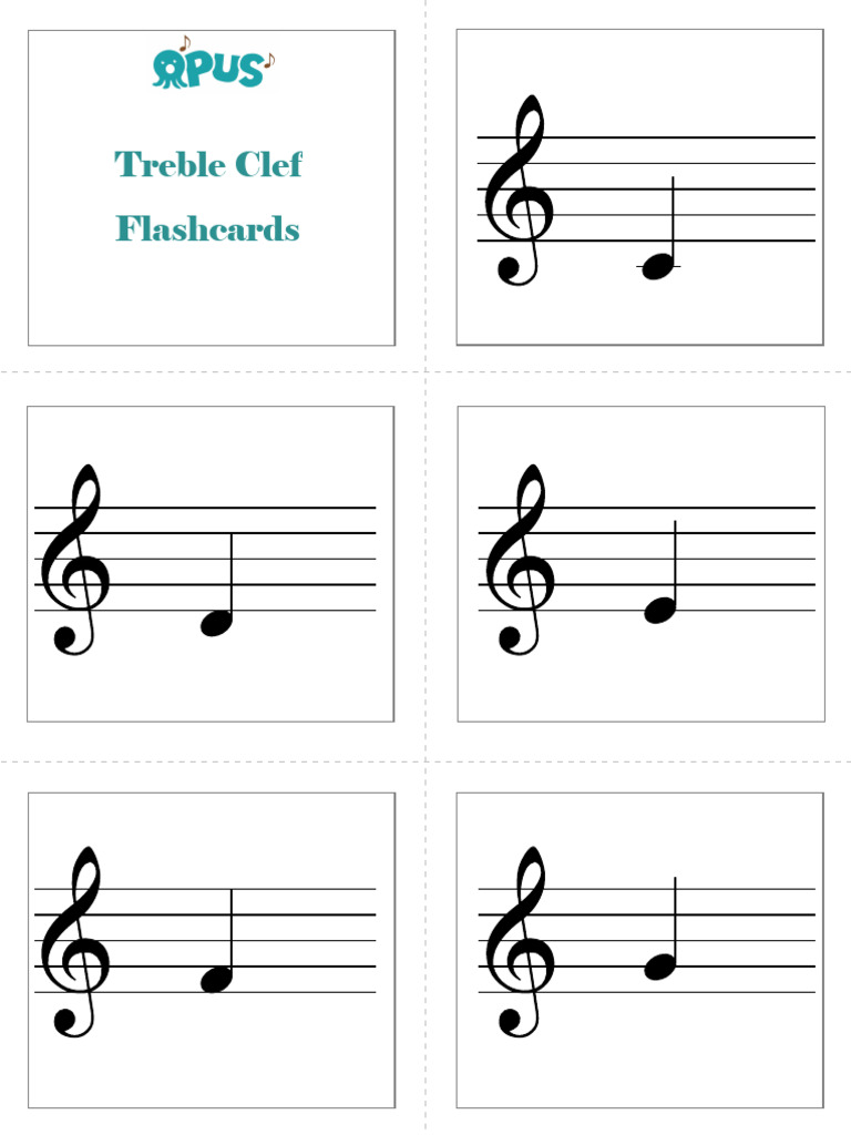Treble Clef Note Name Flashcards PDF