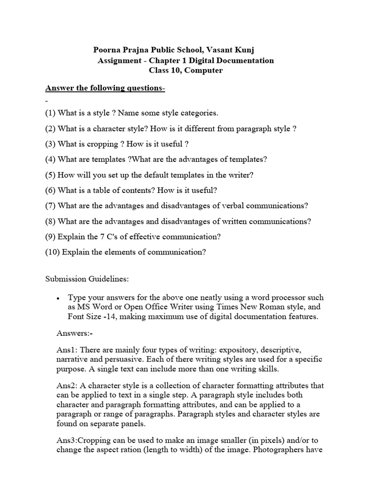 Class 10 Digital Documentation Guide | PDF | Communication | Computing