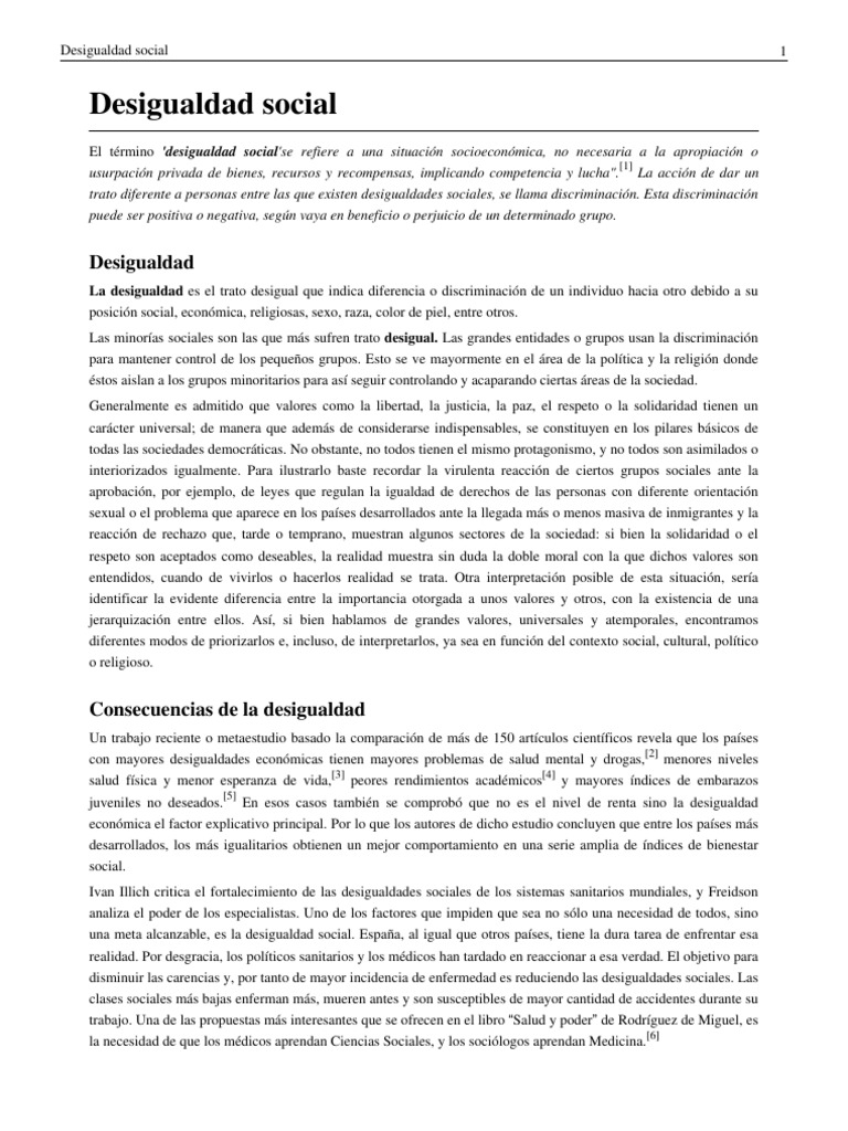 Desigualdad social: causas y consecuencias | PDF | Desigualdad social ...