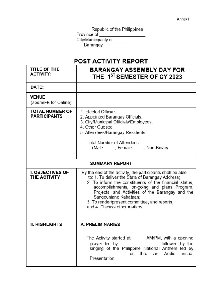 1.7 Post Activity Report Template | PDF | Social Science | Foreign ...
