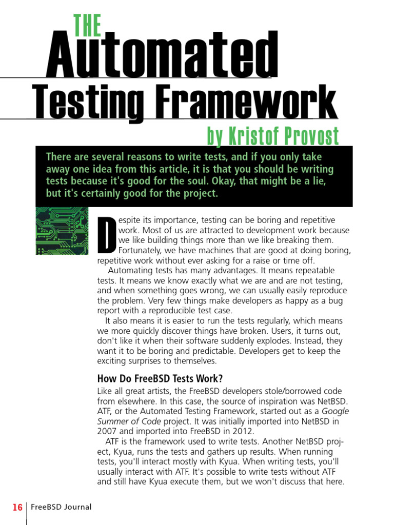 FreeBSD Automated Testing Framework Guide | PDF | Software Bug ...