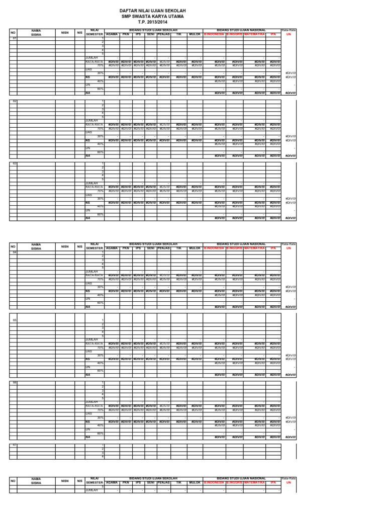 Menjumlahkan Nilai Rata2 | PDF