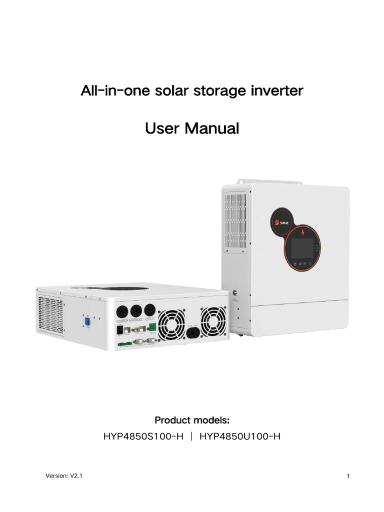 Srne hyp series 48v 5kw solar storage inverter user manual v2 1 pdf