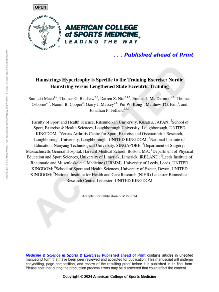Hamstrings Hypertrophy Is Specific To The Training 551 Pdf Strength