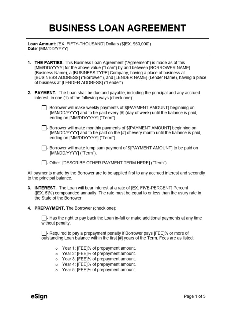 Business Loan Agreement Template | PDF | Loans | Interest