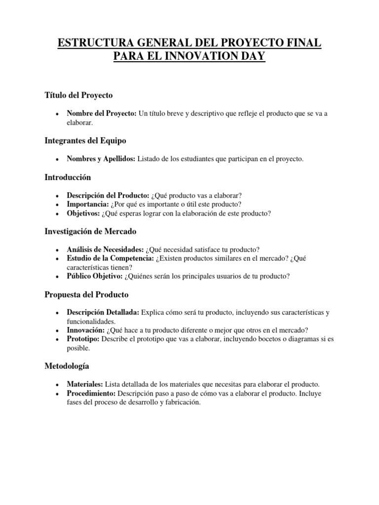 Estructura General Del Proyecto Final para El Innovation Day | PDF ...